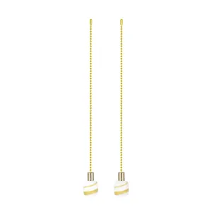 # 20509-12, 12" Cream with Yellow Line Glass Knob with Pull Chain in Copper, 2 Pack