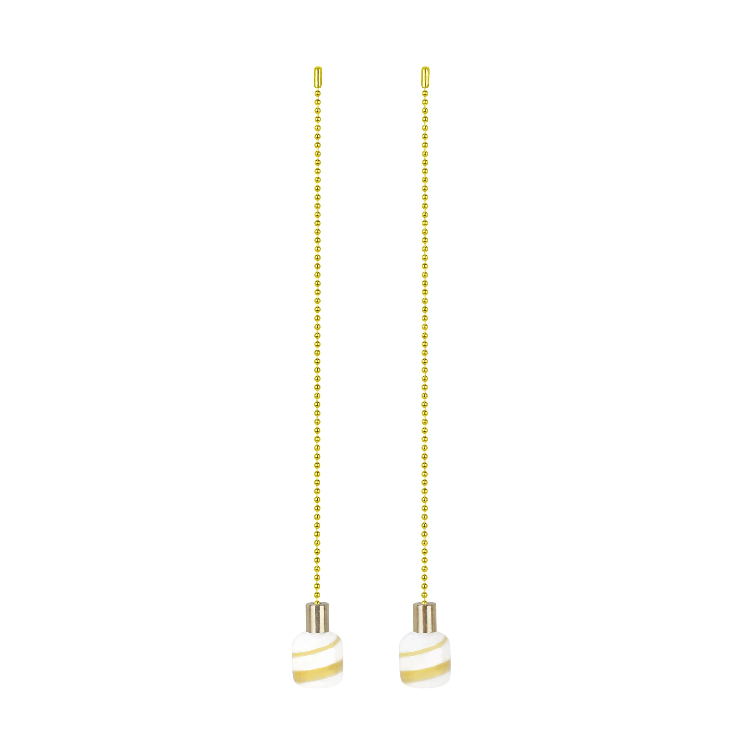 # 20509-12, 12" Cream with Yellow Line Glass Knob with Pull Chain in Copper, 2 Pack