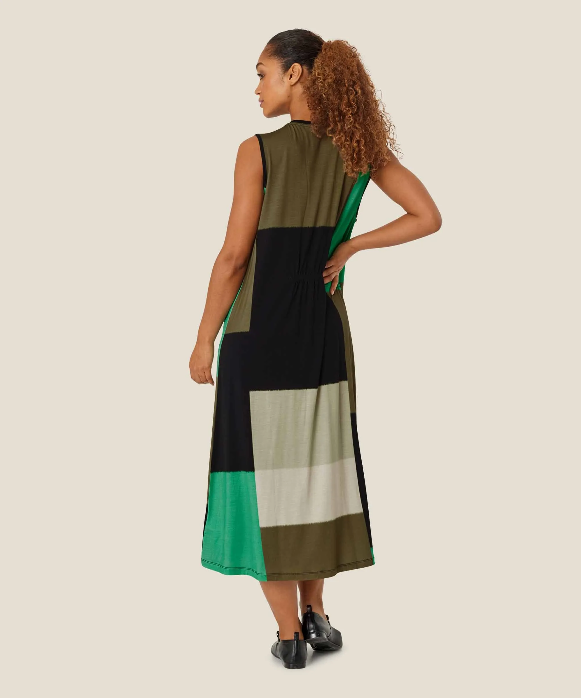 1009148 MaOctava Color Block Dress - Spruce Green