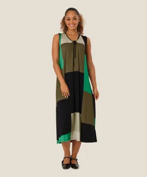 1009148 MaOctava Color Block Dress - Spruce Green