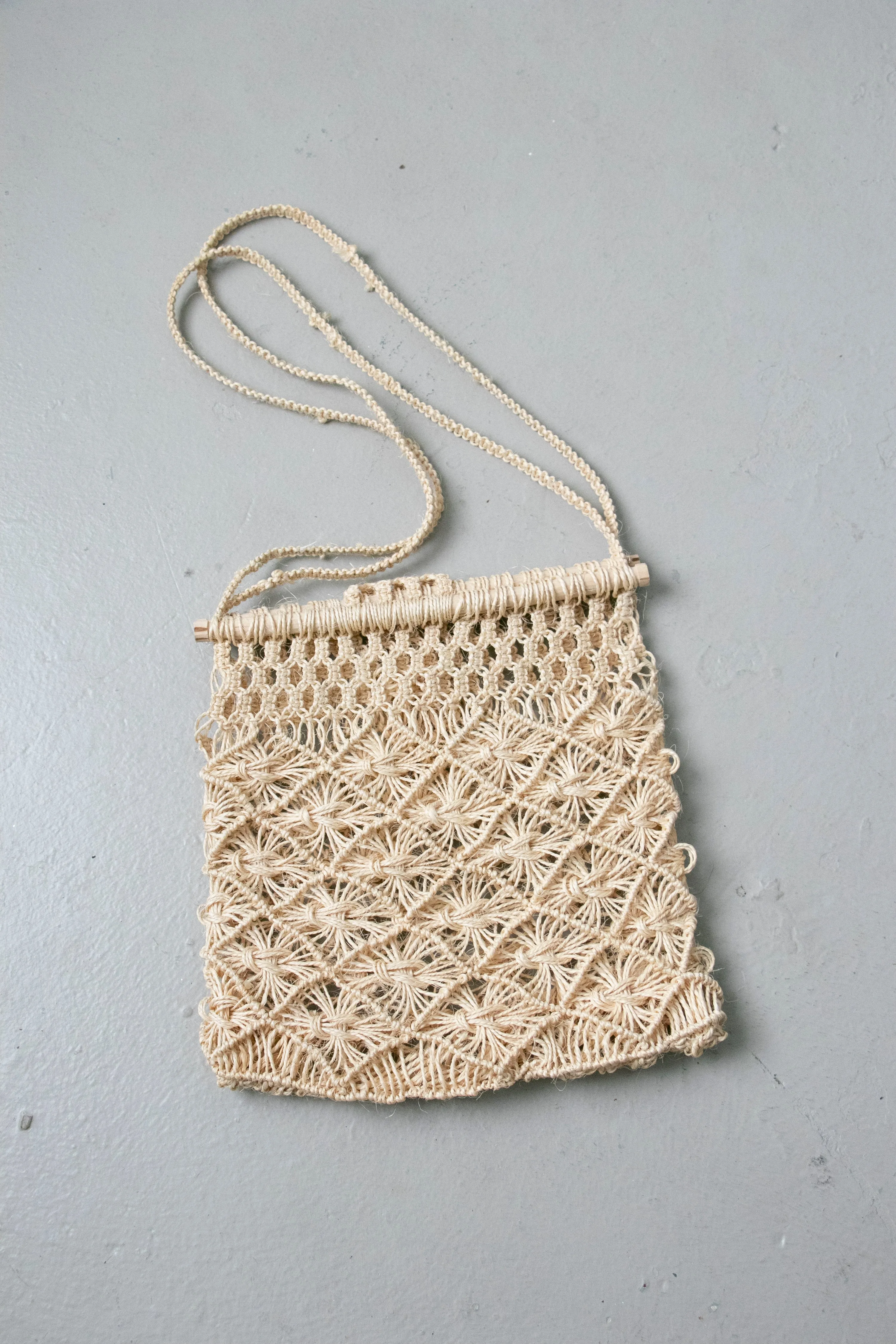 1970s Tote Bag Macrame Crochet Hippie Boho Purse