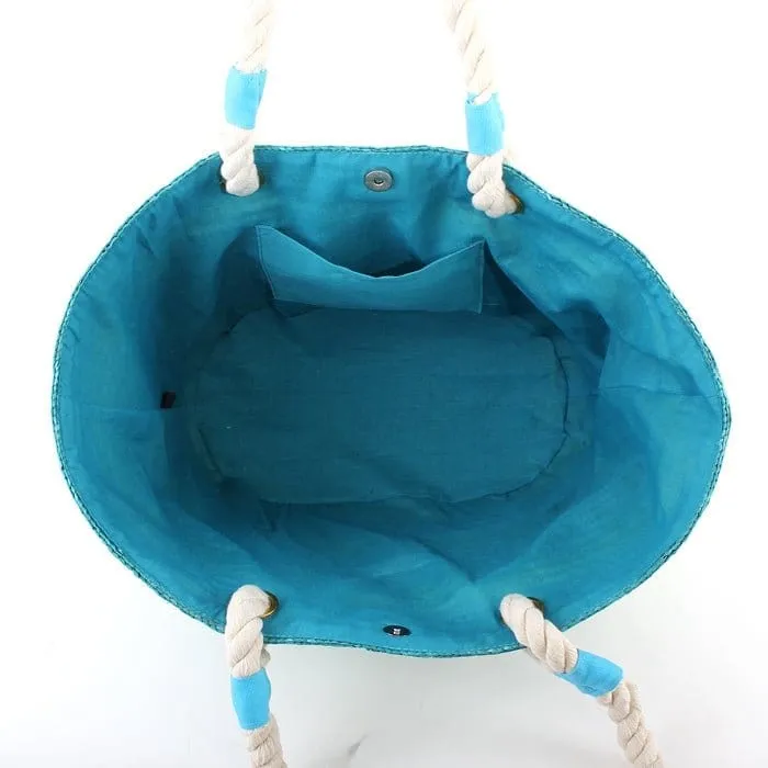 2454 Rope Handle Straw Shoulder Tote/Beach Bag