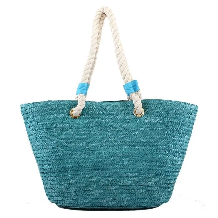 2454 Rope Handle Straw Shoulder Tote/Beach Bag