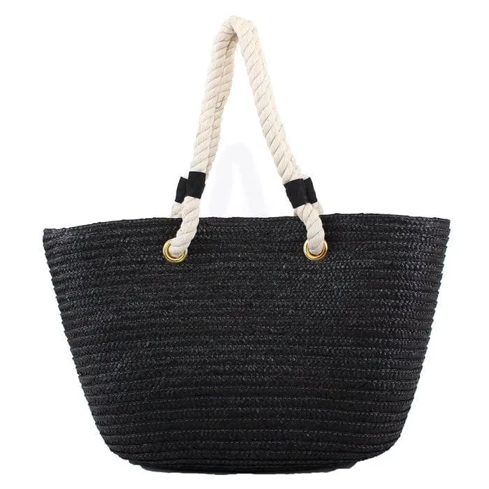 2454 Rope Handle Straw Shoulder Tote/Beach Bag