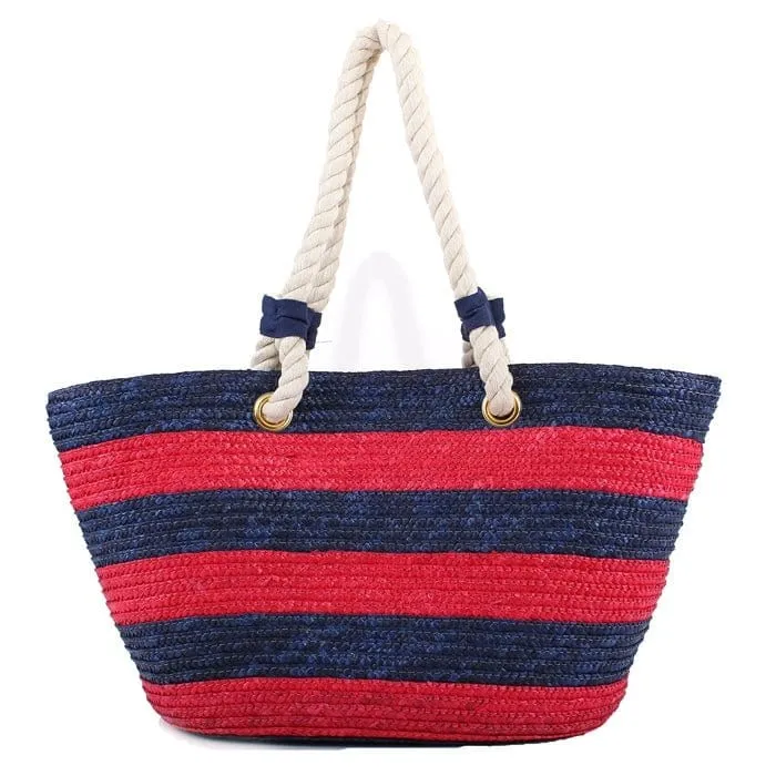 2455 Rope Handle Straw Shoulder Tote/Beach Bag