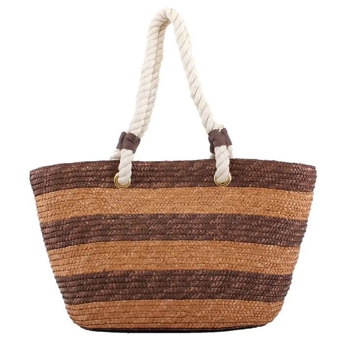 2455 Rope Handle Straw Shoulder Tote/Beach Bag