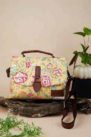 Amalfi Meadows Hand Block Printed Yellow Chique Bag