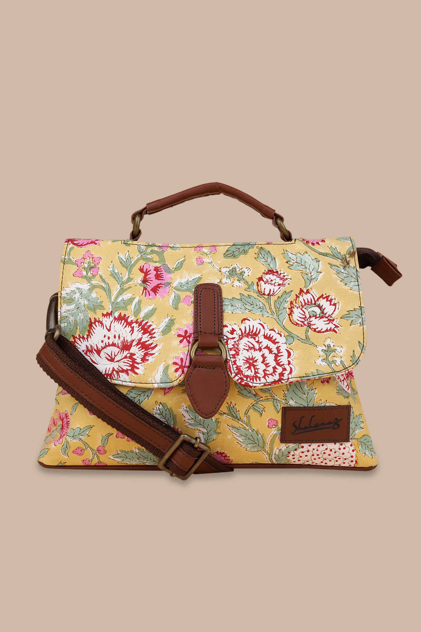 Amalfi Meadows Hand Block Printed Yellow Chique Bag