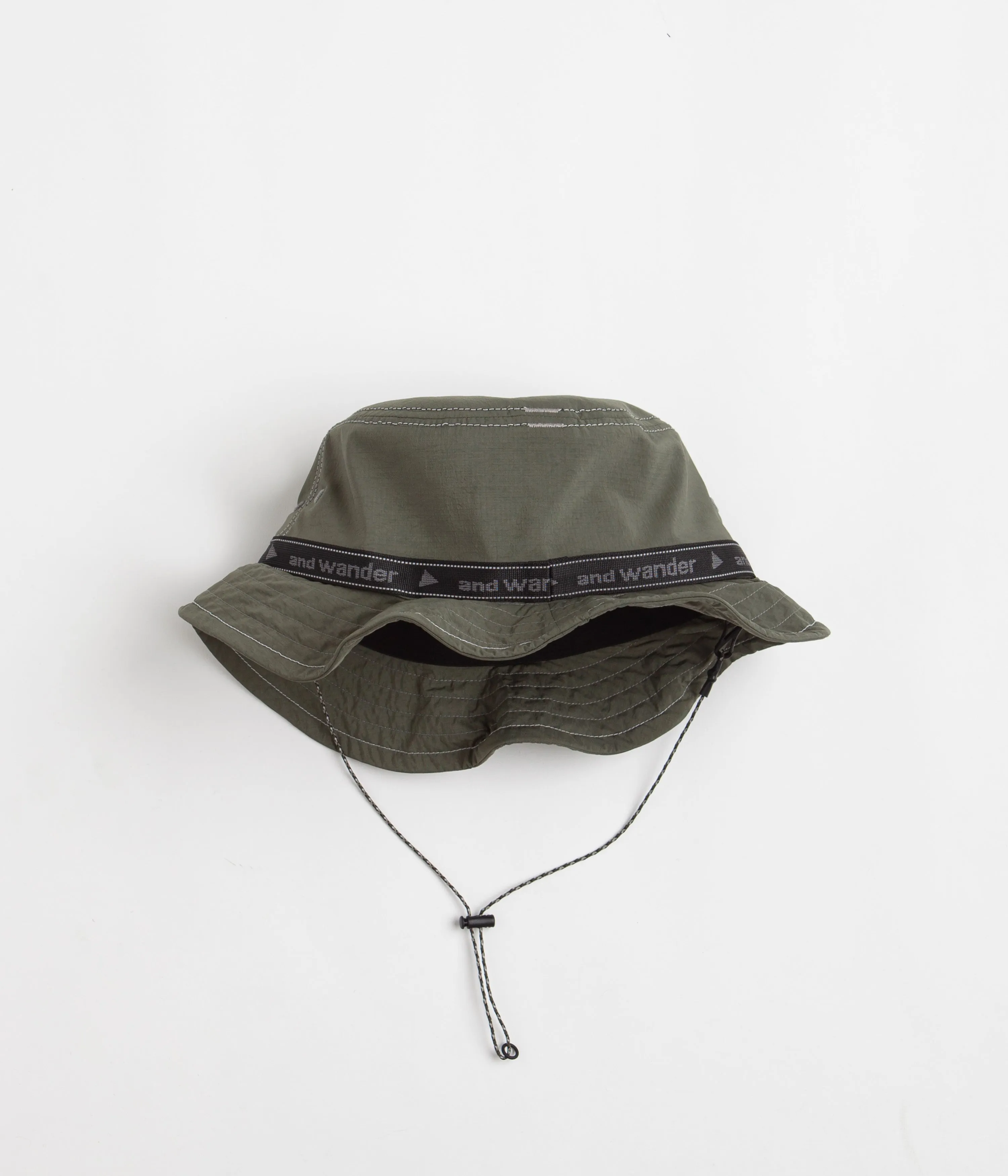 and wander JQ Tape Bucket Hat - Khaki