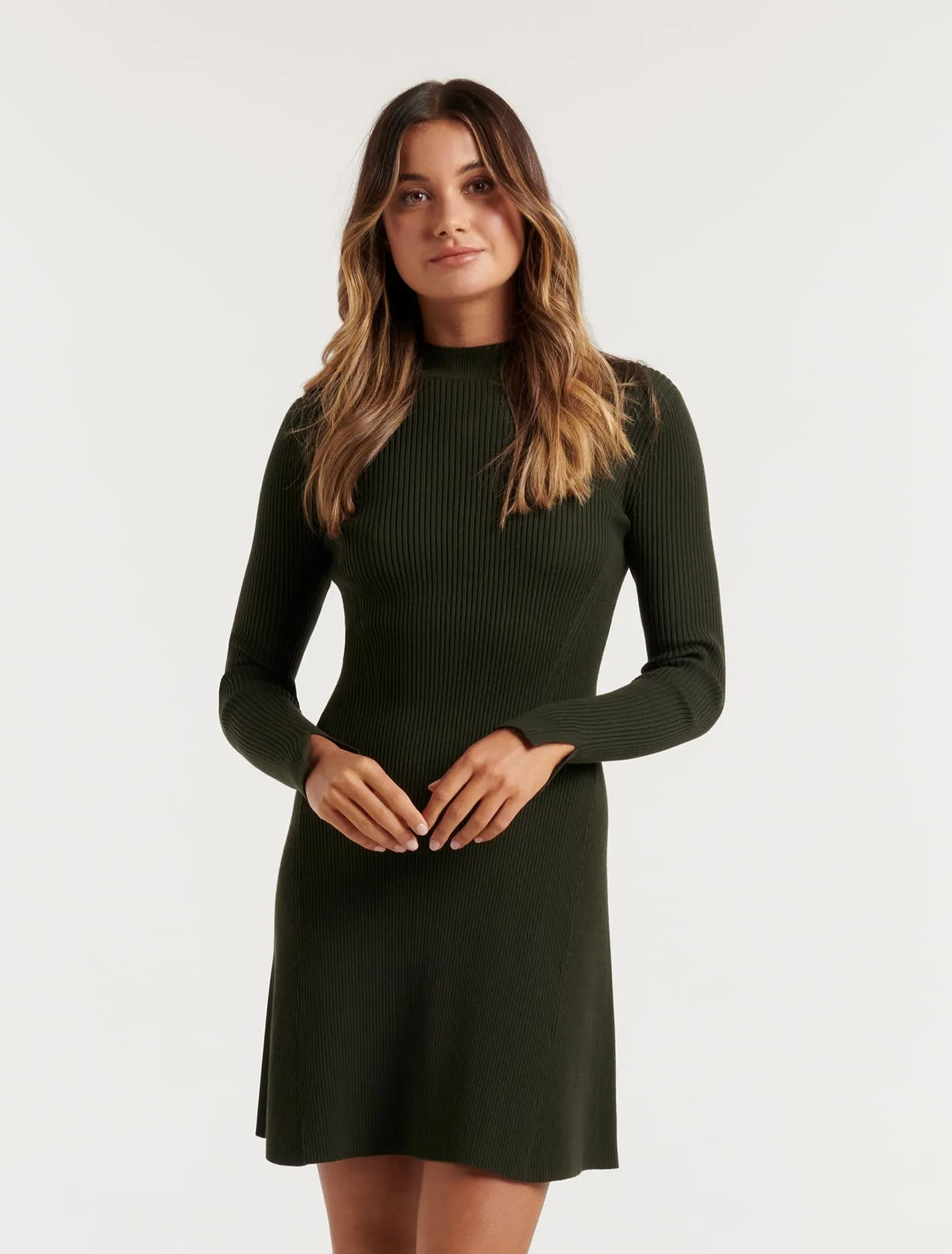 Ansel Fit And Flare Mini Knit Dress