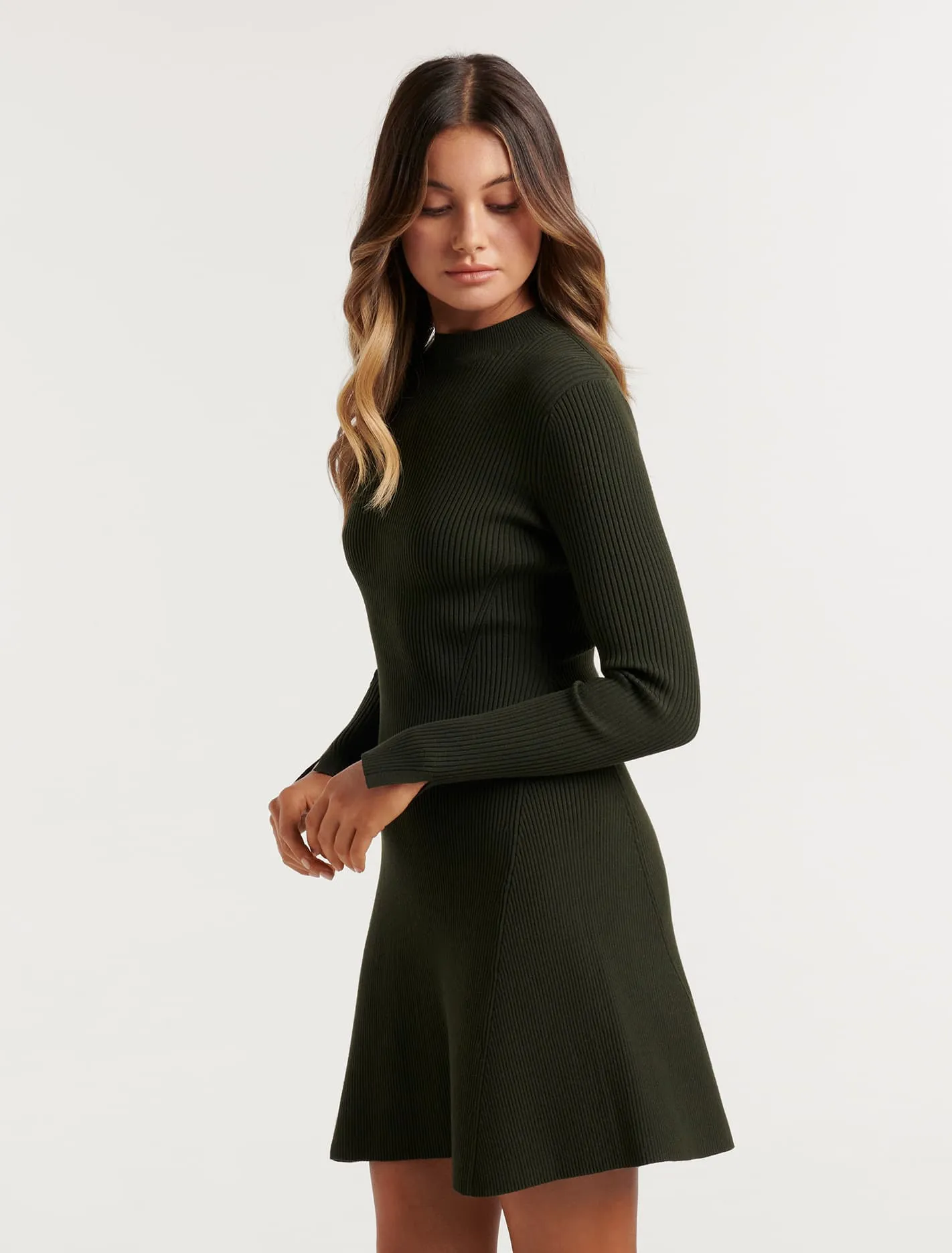 Ansel Fit And Flare Mini Knit Dress