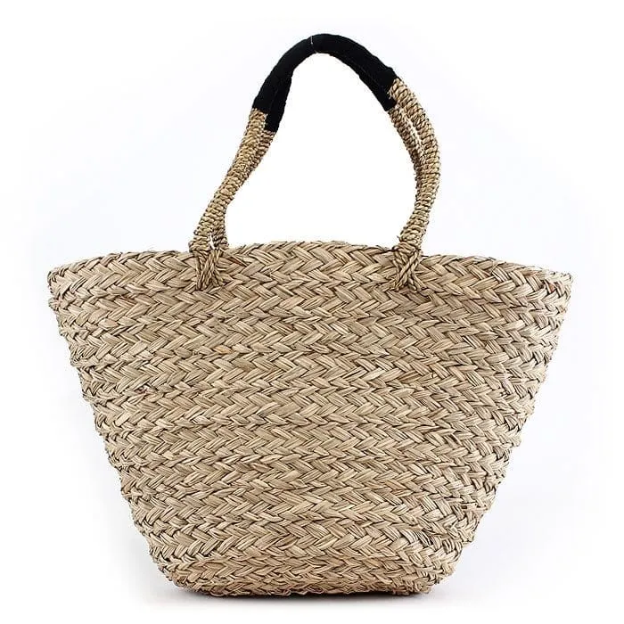 B803 Anchor Applique Natural Straw Tote/Beach Bag