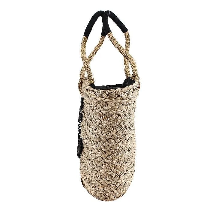 B803 Anchor Applique Natural Straw Tote/Beach Bag