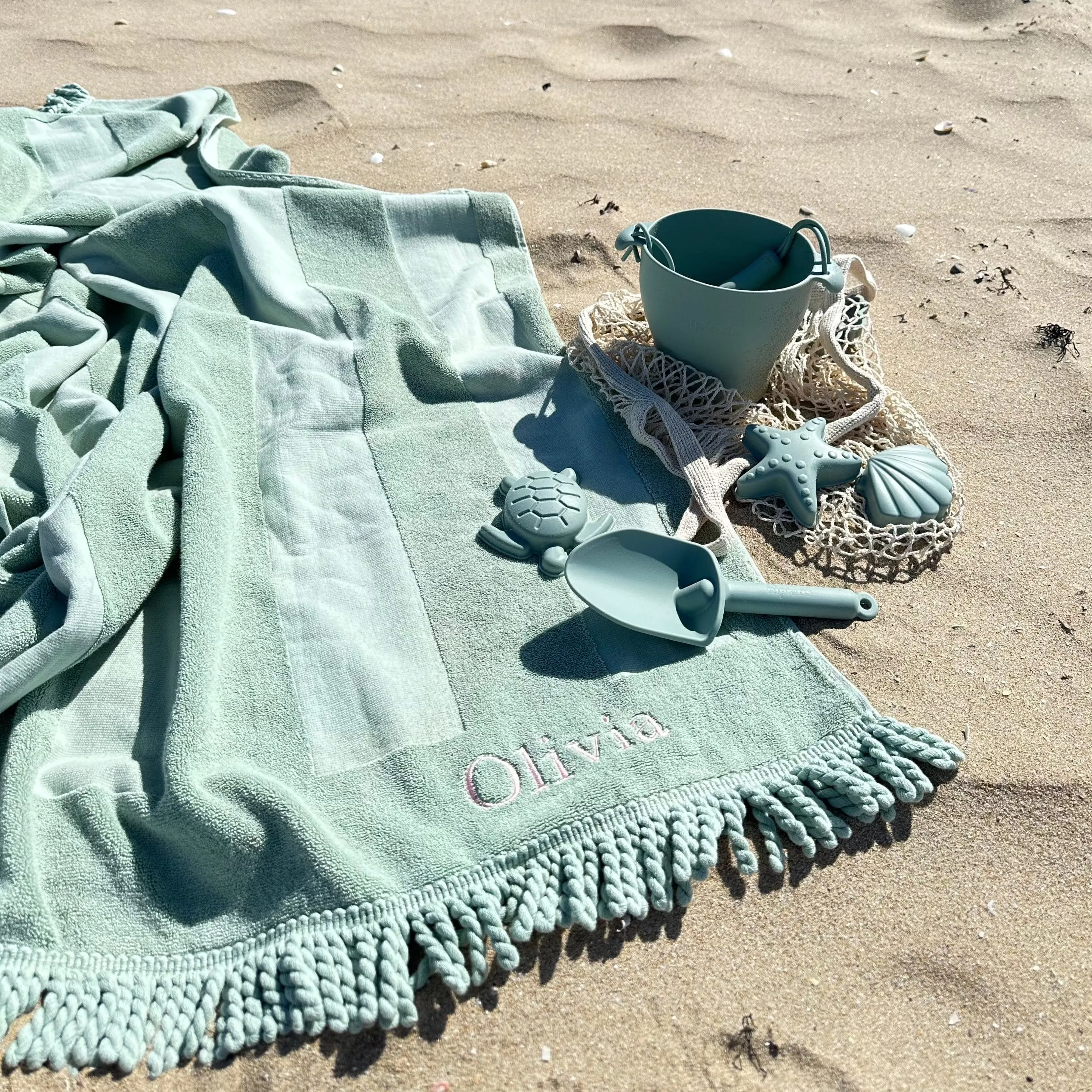 Beach Towel & Silicone Sand Toy Combo