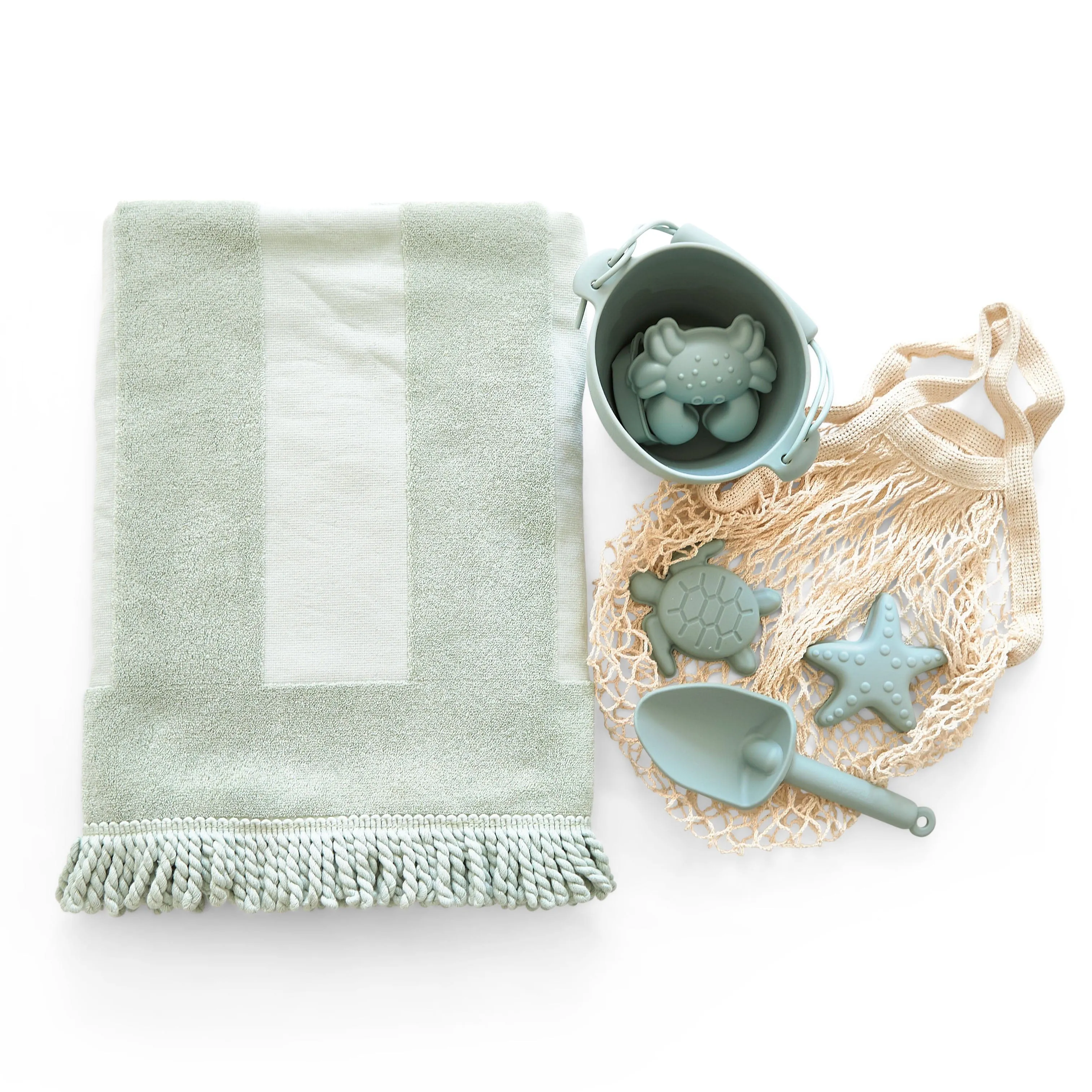 Beach Towel & Silicone Sand Toy Combo