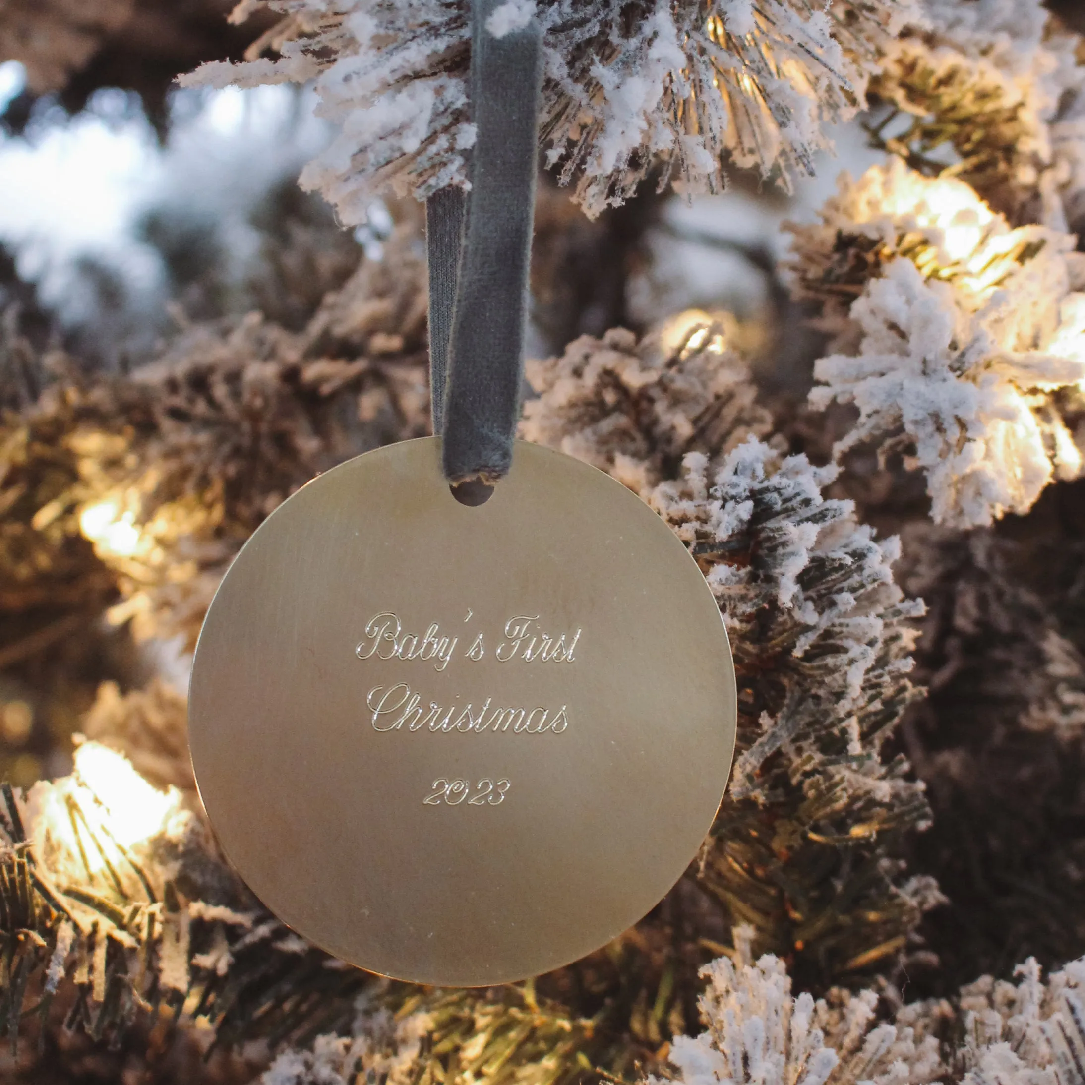 Brass Baby's First Christmas Ornament 3"