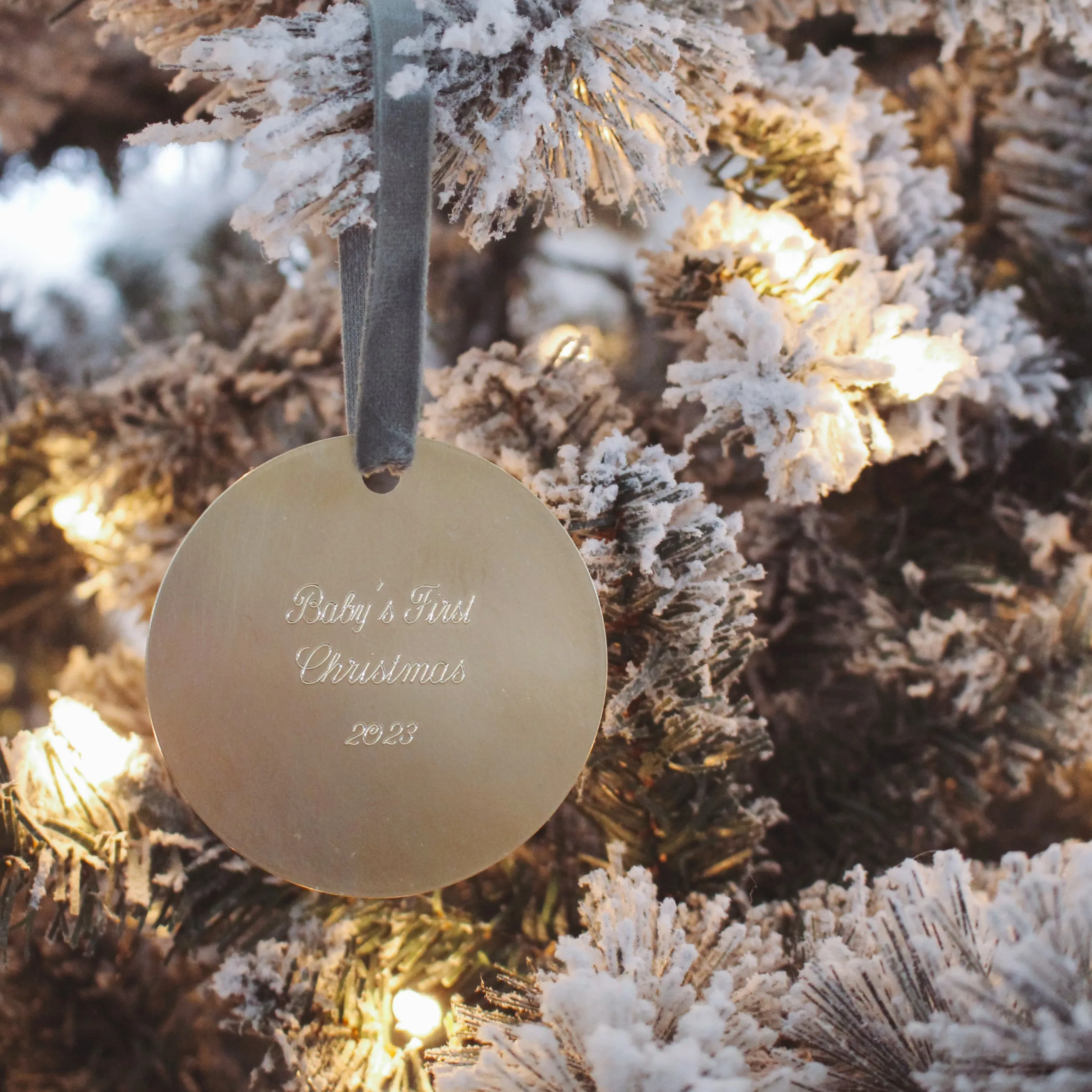 Brass Baby's First Christmas Ornament 3"