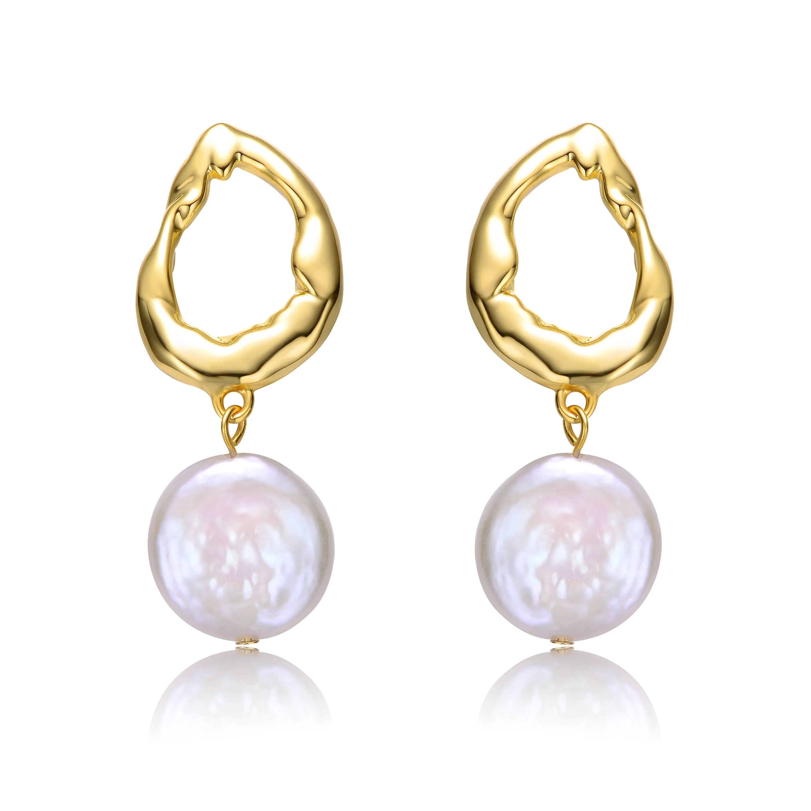 Brigitte Boho Golden Circle Pearl Earrings