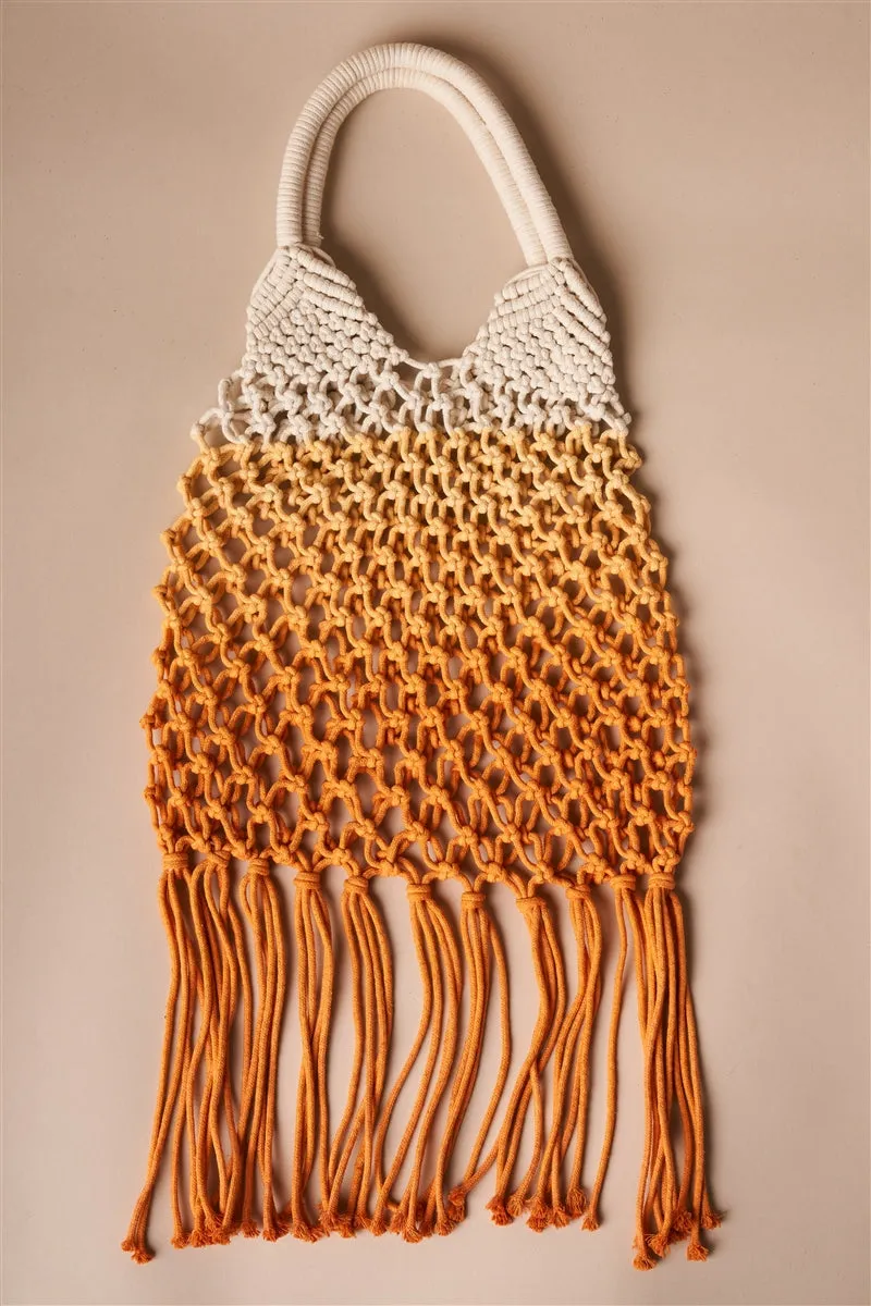 Crochet Fringe Two Tone Beach Tote  4 Colors!