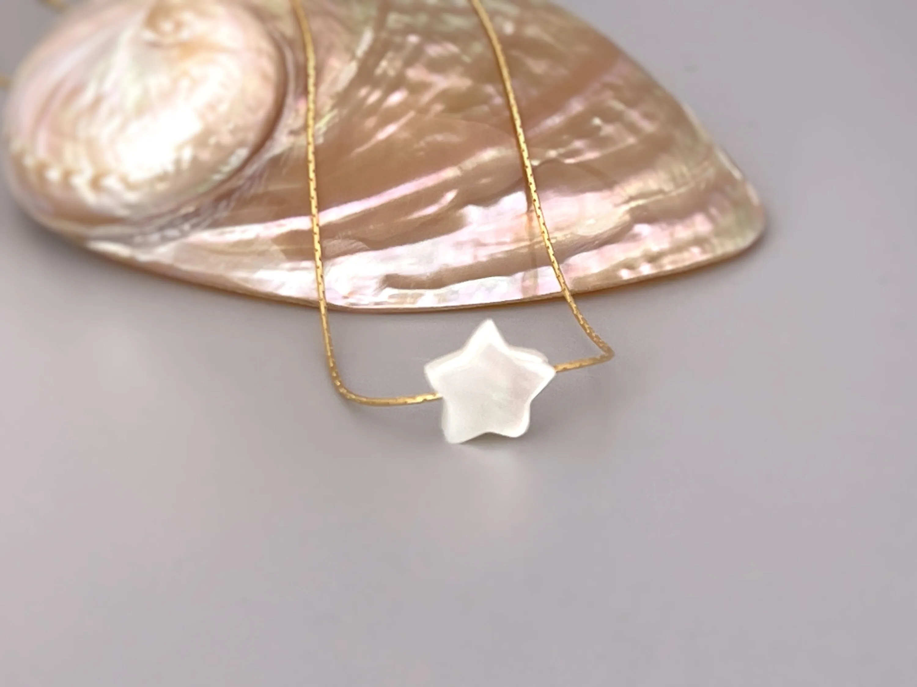 Dainty Star Necklace, Mother of Pearl shell choker