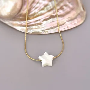 Dainty Star Necklace, Mother of Pearl shell choker