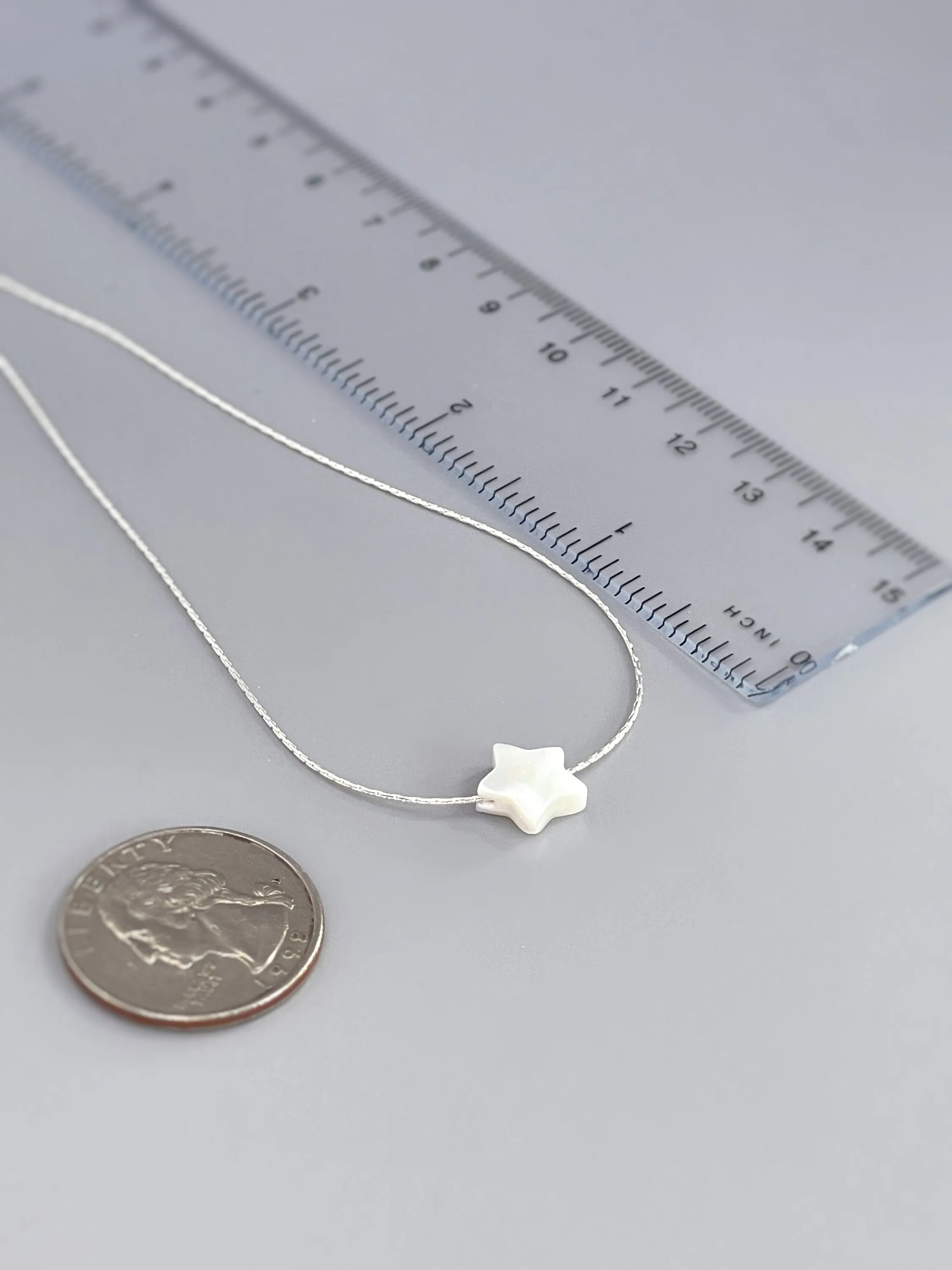 Dainty Star Necklace, Mother of Pearl shell choker