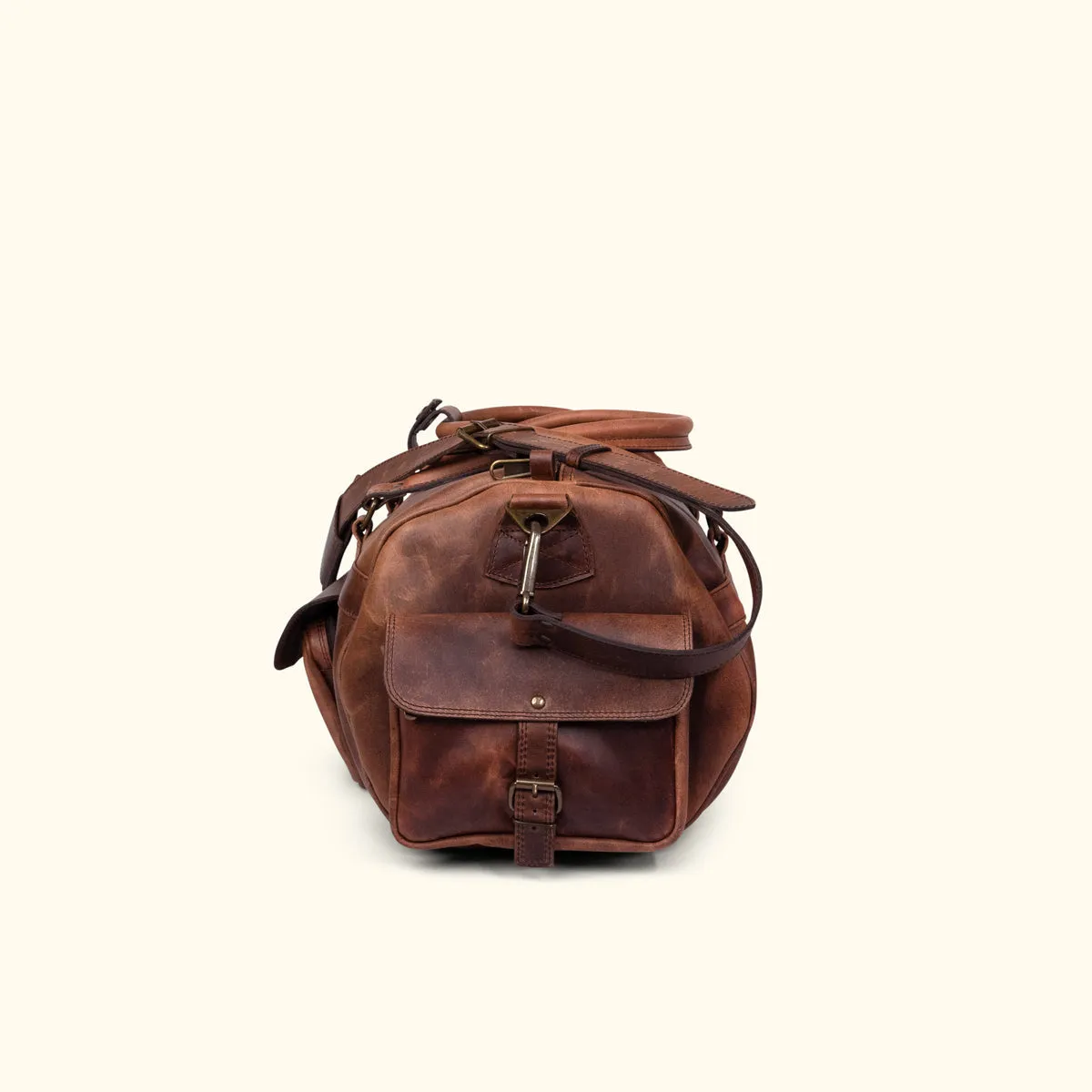 Dazzlo Leather Duffel Bag - Dark Oak - 20"