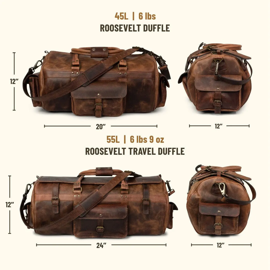 Dazzlo Leather Duffel Bag - Dark Oak - 20"