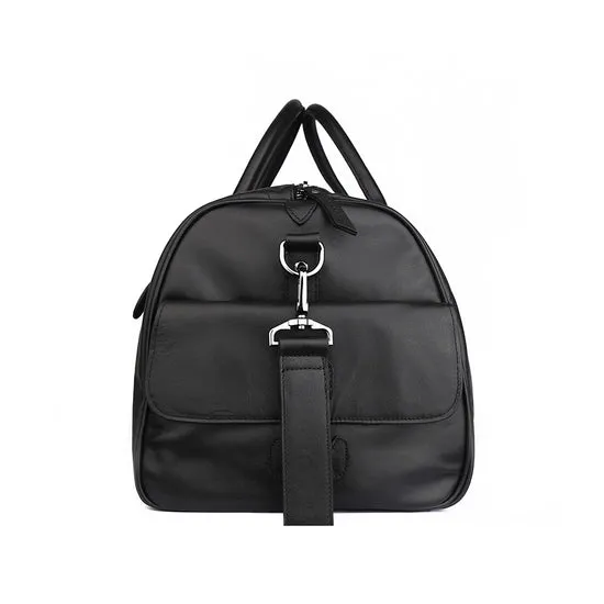 Dazzlo The Volta Top Grain Leather Duffel Bag - Black - 20"