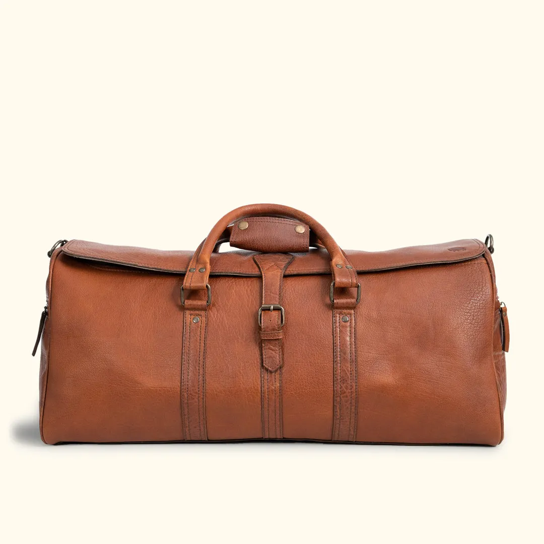 Dazzlo Vegetable-Tanned Full-Grain Leather Duffel Bag - Amber Brown - 25"