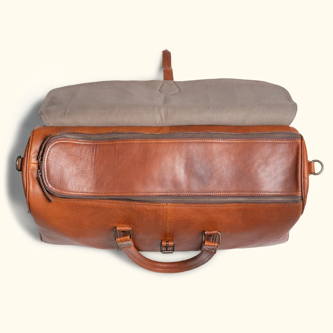 Dazzlo Vegetable-Tanned Full-Grain Leather Duffel Bag - Amber Brown - 25"