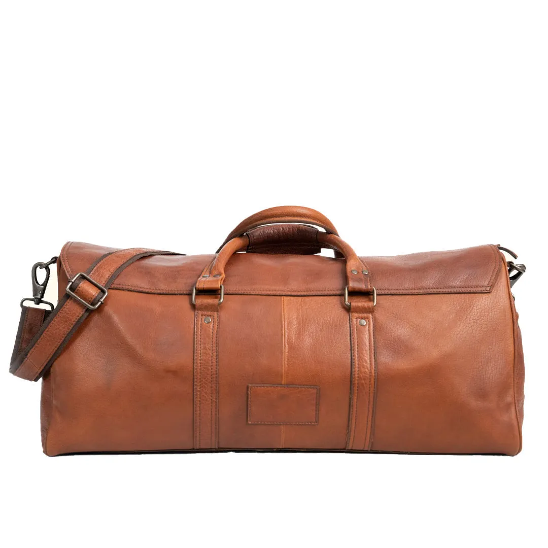 Dazzlo Vegetable-Tanned Full-Grain Leather Duffel Bag - Amber Brown - 25"