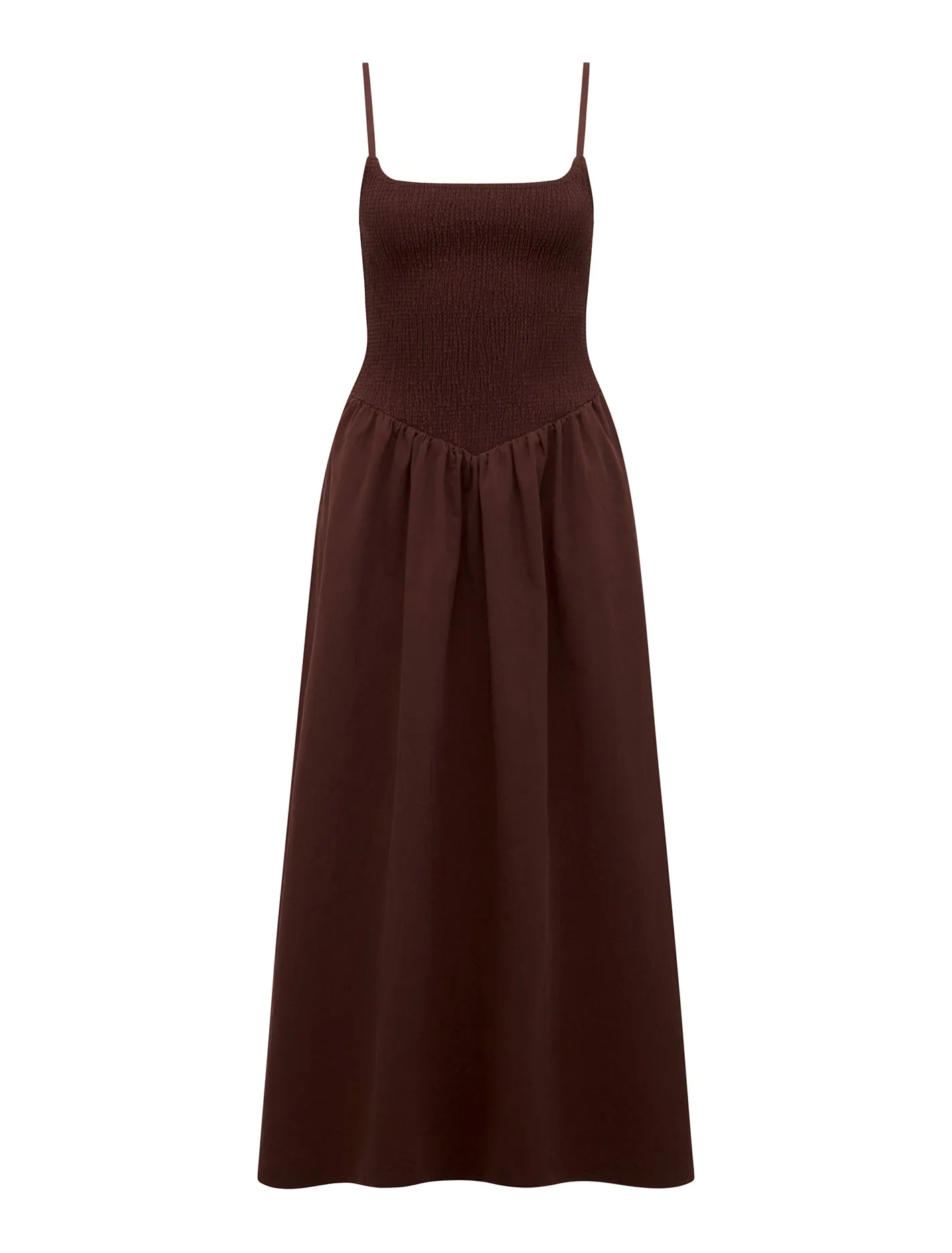 Dylan Shirred Cotton Midi Dress