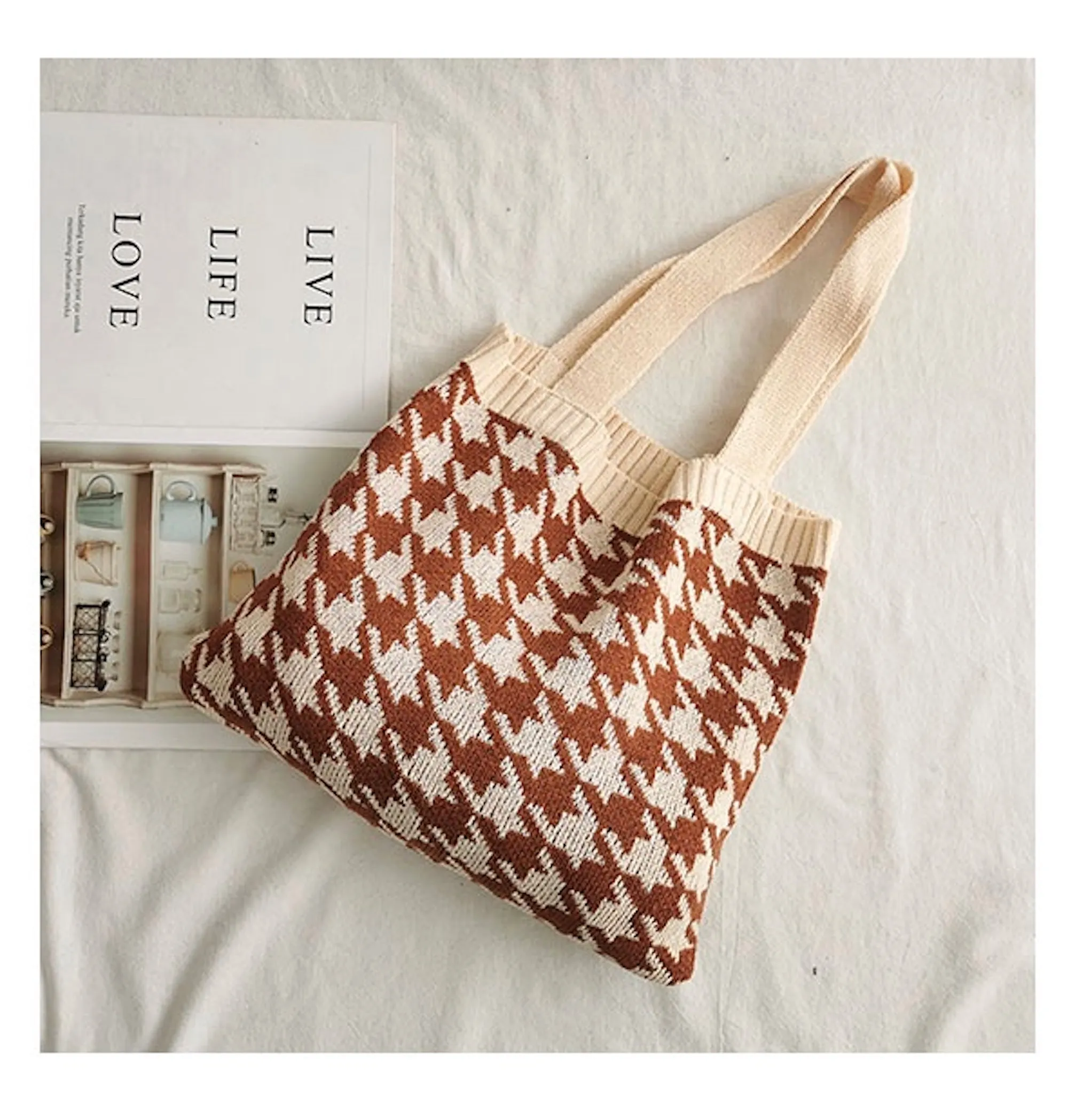 Elena Handbags Retro Patterned Knit Bag