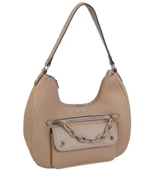 Ellen Tracy Crescent Shoulder Bag with Decorative Resin Chain