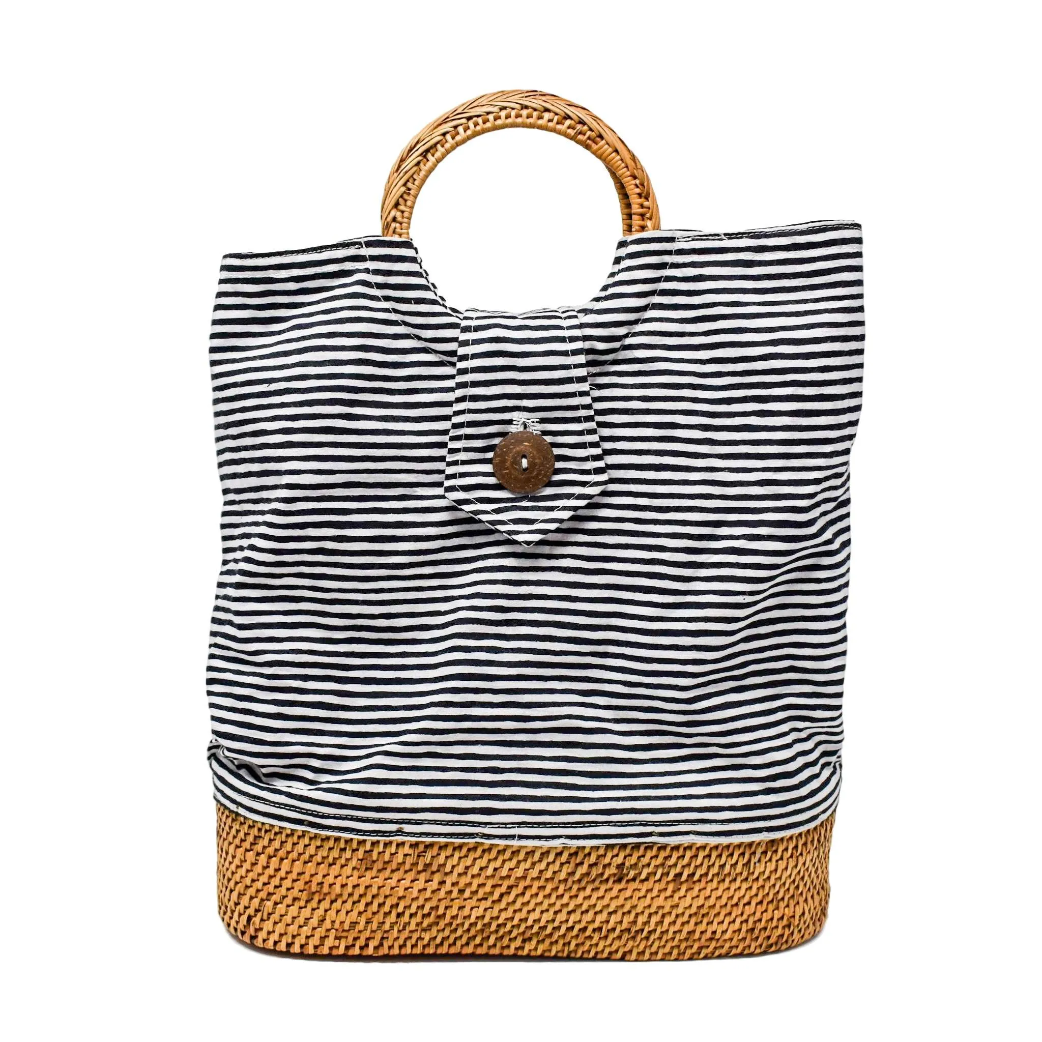 EMILY TOTE IN BLACK & WHITE STRIPE