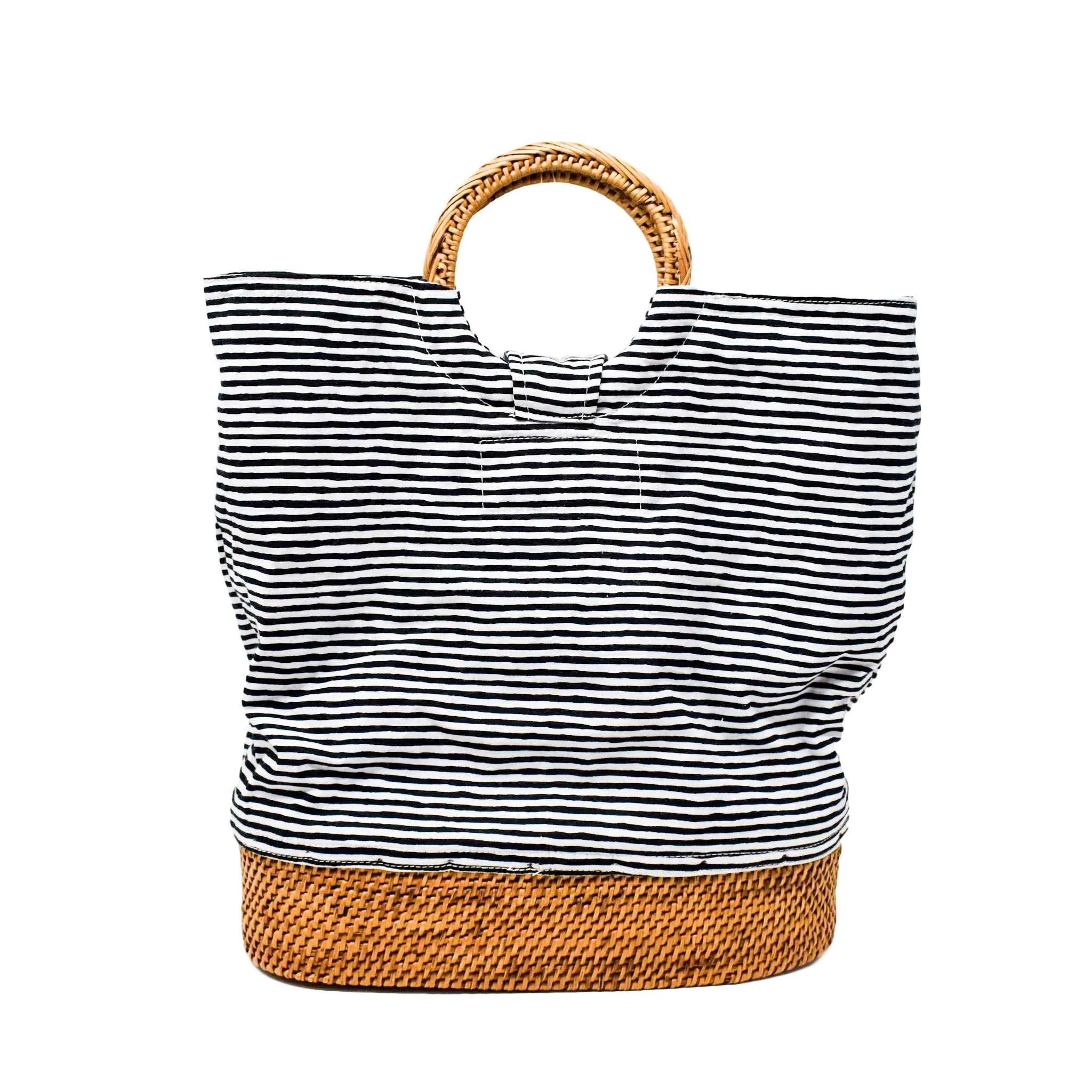 EMILY TOTE IN BLACK & WHITE STRIPE