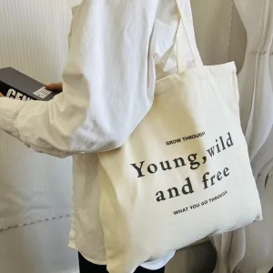 Factory Direct Sales Canvas Bag Zip One Shoulder Letter Lazy Cloth Bag Japanese and Korean Students Class Artistic Simple Handbag