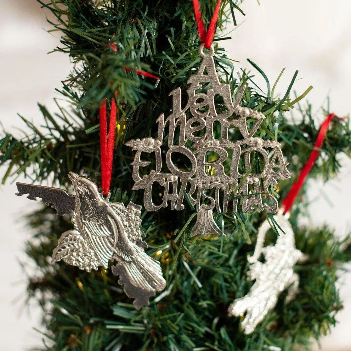 Florida Christmas Ornament - Alligator - Florida State Outline and Symbols - Gift Set or Individual Ornaments