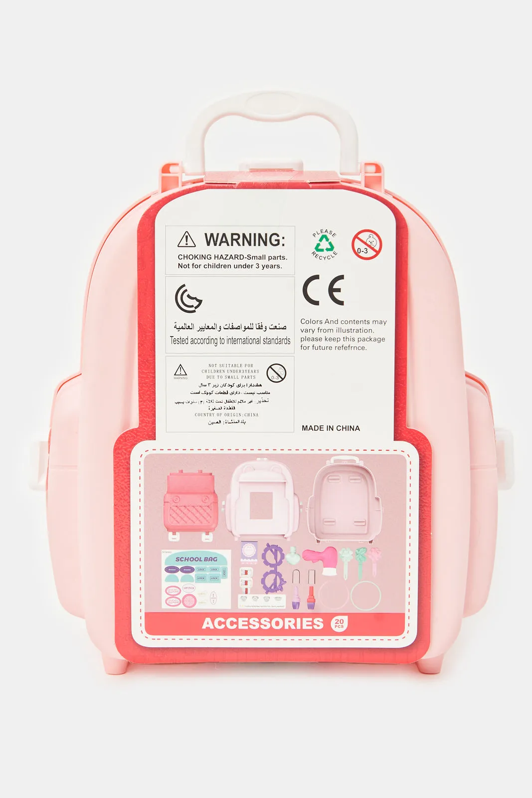 Girls Pink 2 In 1 School Bag Dresser