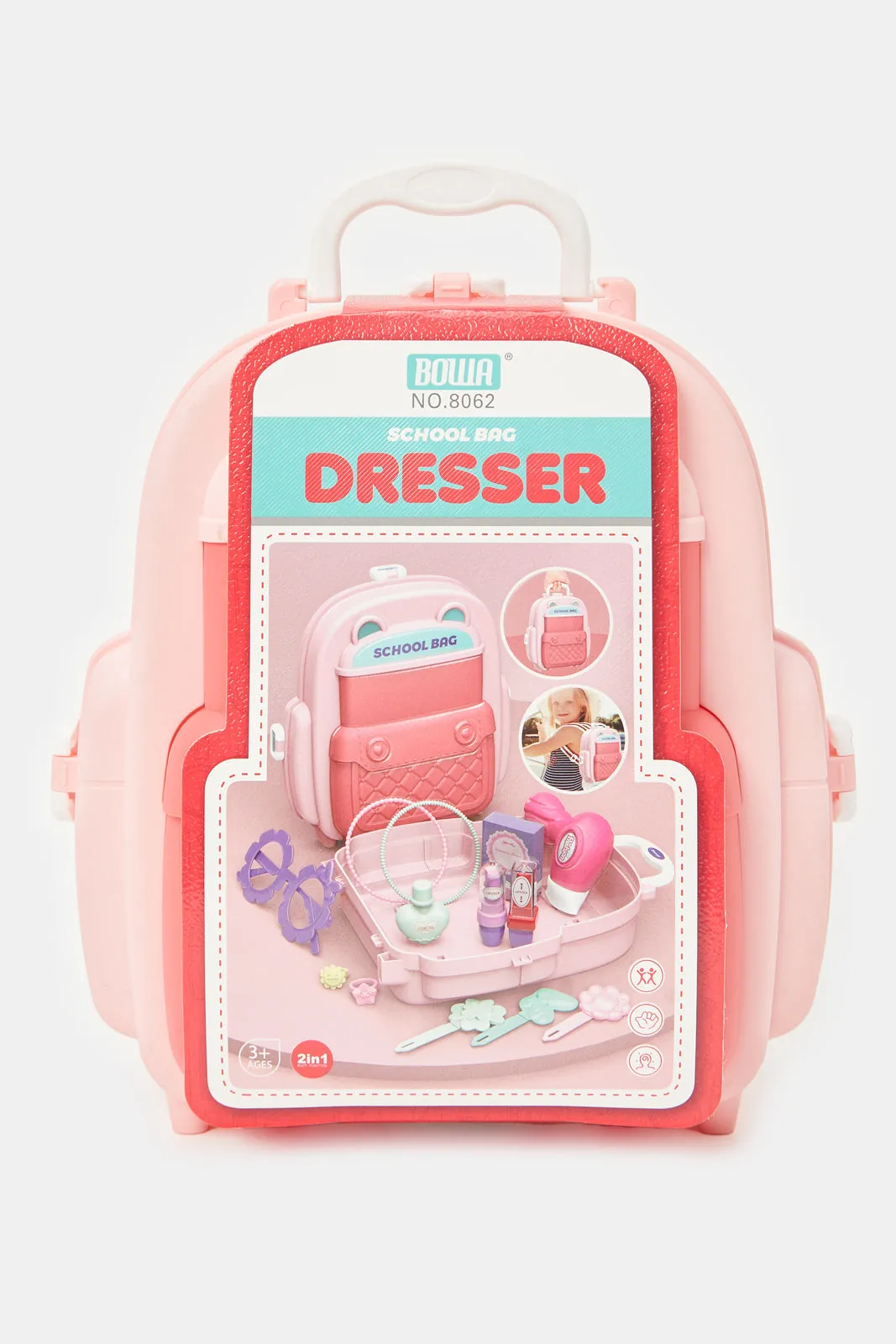 Girls Pink 2 In 1 School Bag Dresser