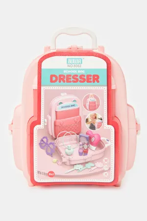 Girls Pink 2 In 1 School Bag Dresser