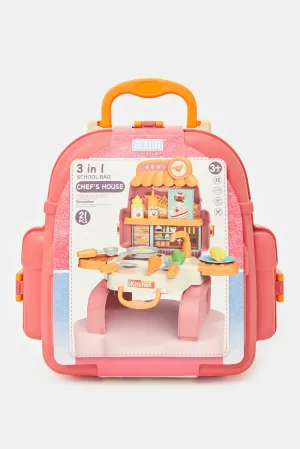 Girls Pink 3 In 1 School Bag Chef's House