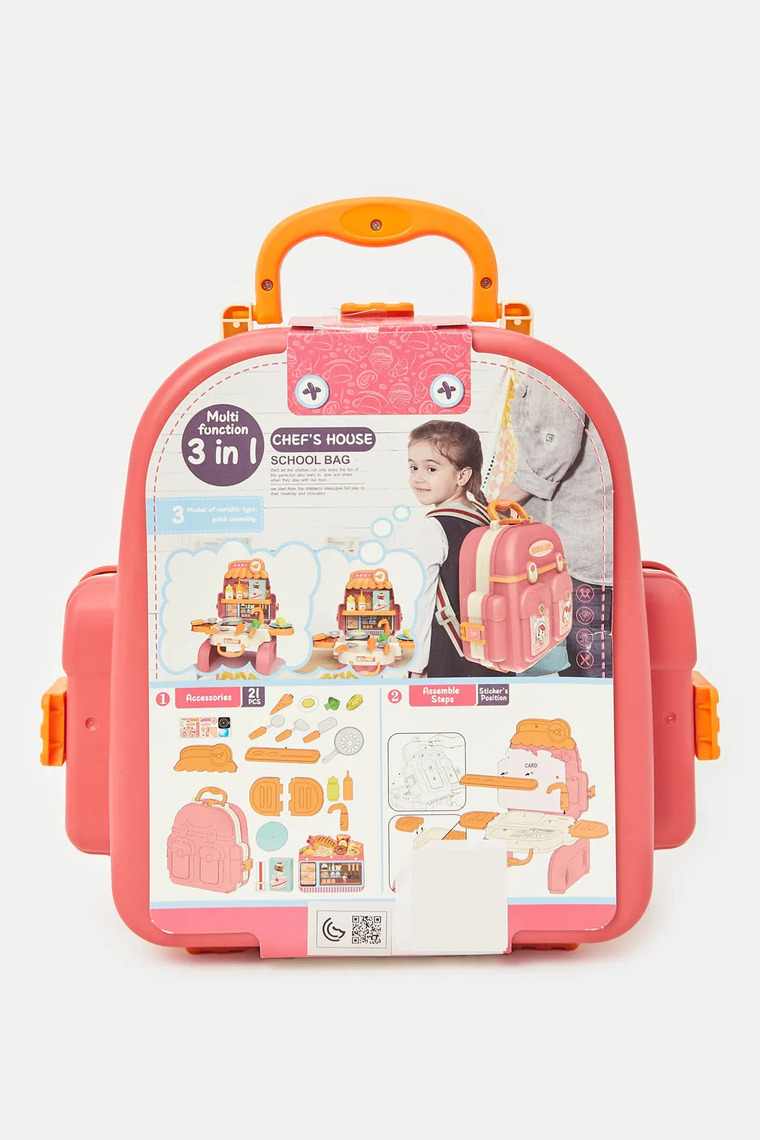 Girls Pink 3 In 1 School Bag Chef's House