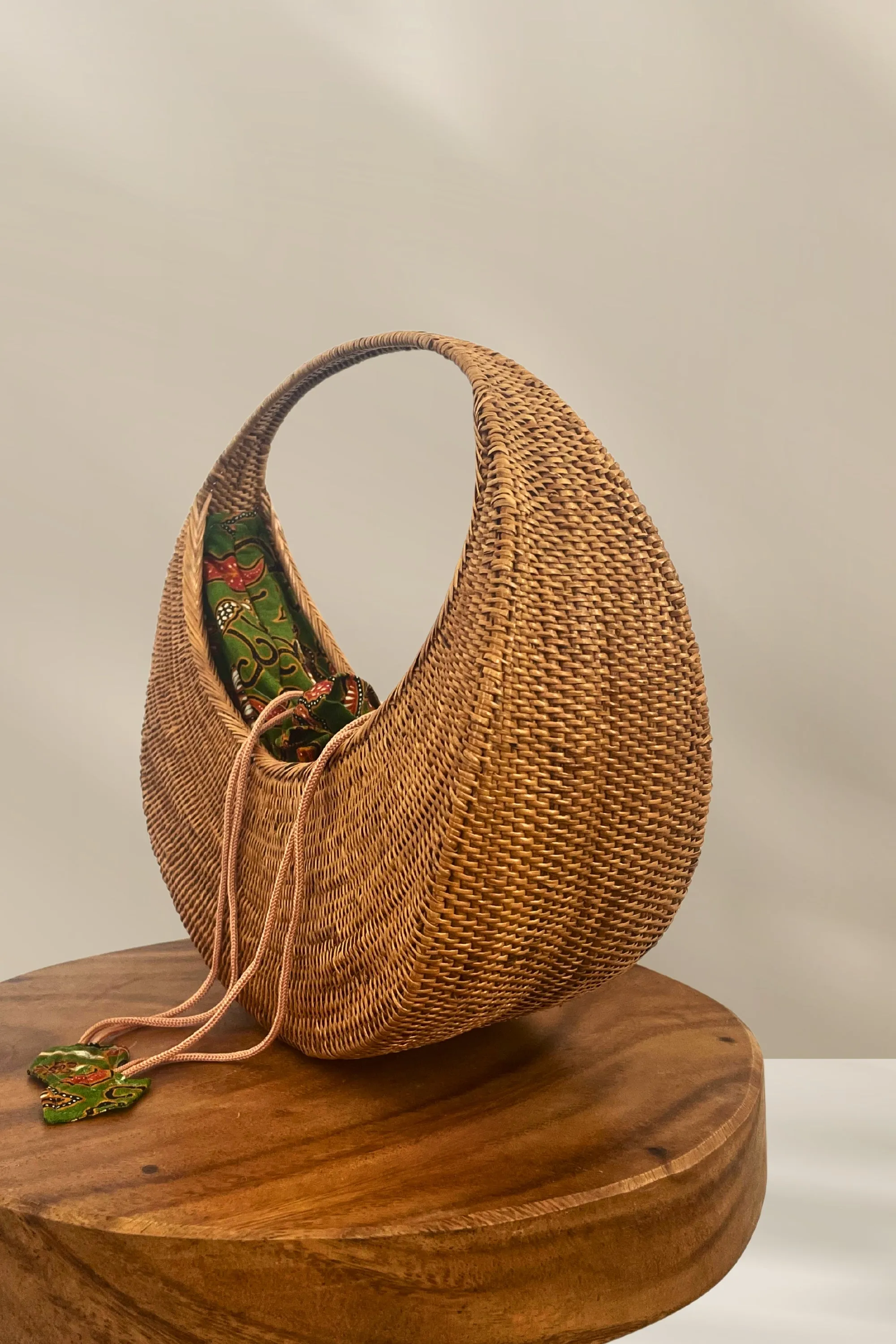 Half Moon Rattan Clutch