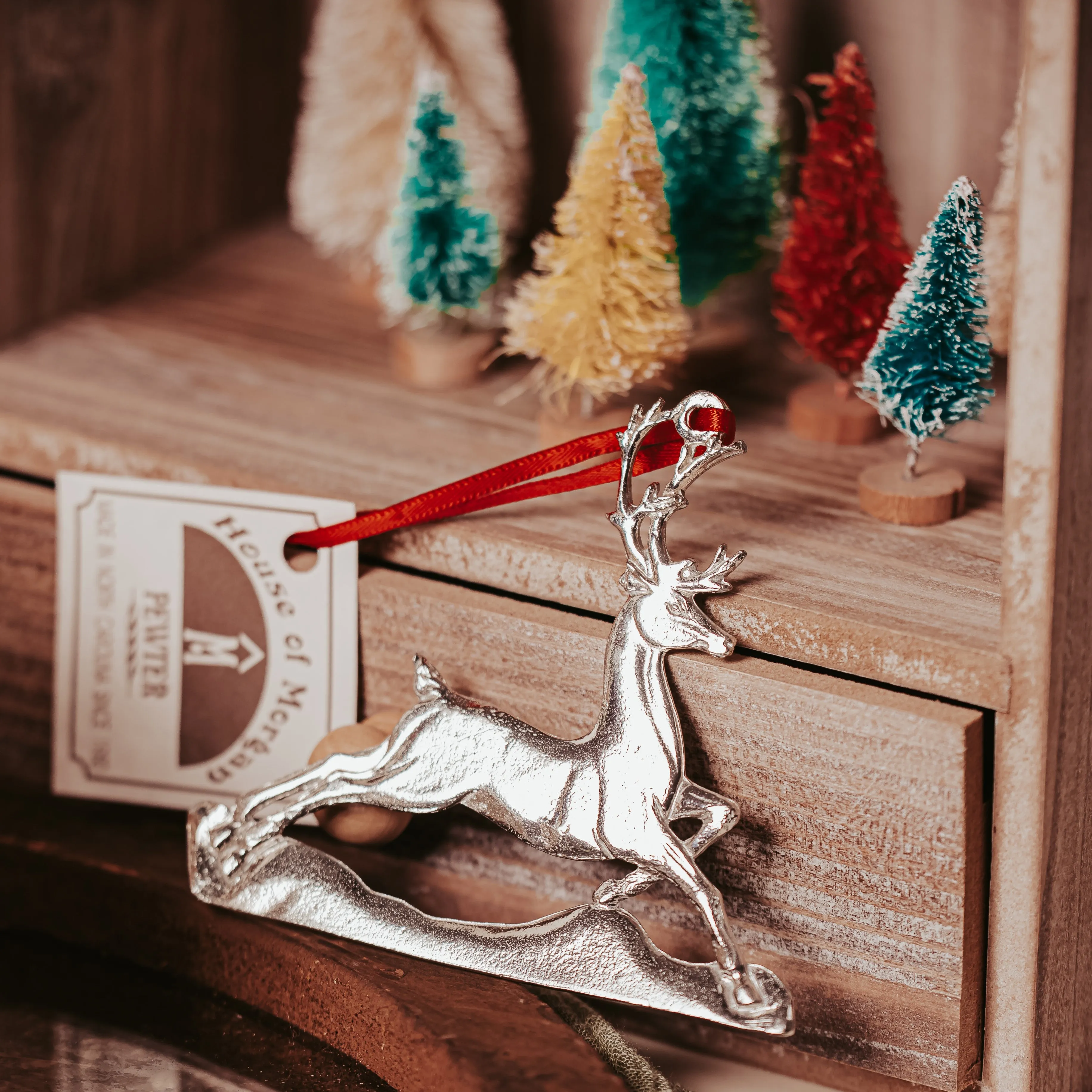 Handmade Deer Gifts - Pewter Reindeer Ornaments - Several Designs