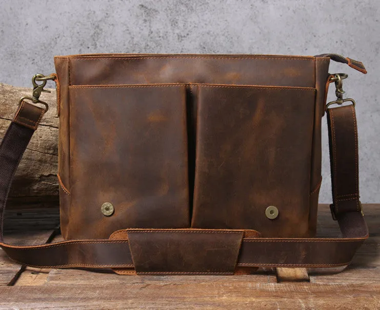 Handmade Full Grain Rustic Leather Messenger Bag Crossbody Bag