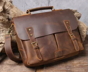 Handmade Full Grain Rustic Leather Messenger Bag Crossbody Bag