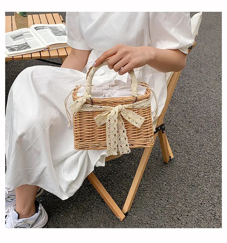 KIylethomasw Summer Straw Beach Bags for Women Handmade Rattan Woven Pearl Beading brand Design Handbags Travel Female Shoulder Bag Tote