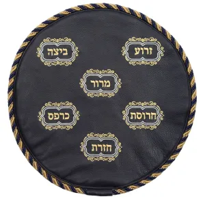 Leather Matzah Cover with Simonim MA130-NV